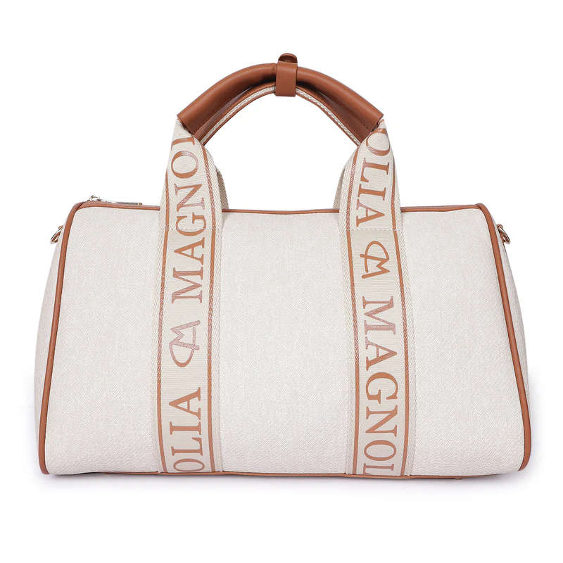 Magnolia Signature Barrel Duffle White &amp;amp; Caramel Brown - Image 3