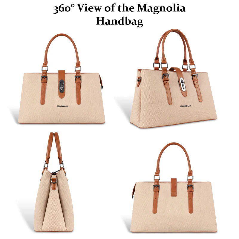 Magnolia Beige  Tan Handbag | Vegan Leather | 10.58L Storage - Image 1