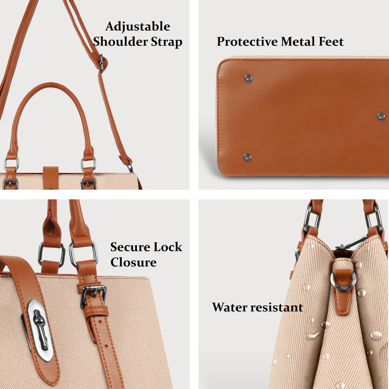 Magnolia Beige  Tan Handbag | Vegan Leather | 10.58L Storage - Image 3